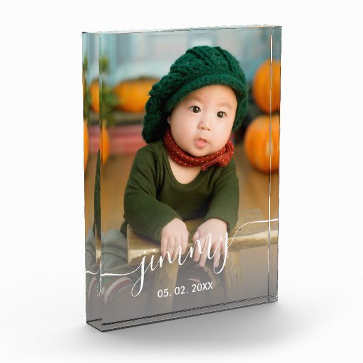 Elegant modern schattig, eenvoudig naamplaatje fotoblokken (Links)