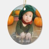 Elegant modern schattig, eenvoudig naamplaatje keramisch ornament (Links)