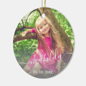 Elegant modern schattig, eenvoudig naamplaatje keramisch ornament (Links)