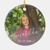 Elegant modern schattig, eenvoudig naamplaatje keramisch ornament (Achterkant)