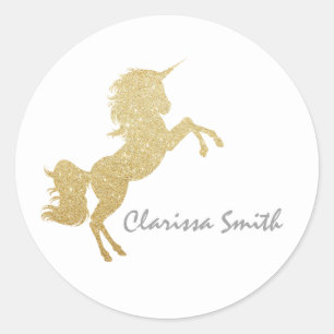 Elegant modern schattig goudglitter en witte eenho ronde sticker