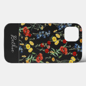 Elegant Modern Schattige Wildflower Naam Zwart Case-Mate iPhone Case (Achterkant (horizontaal))