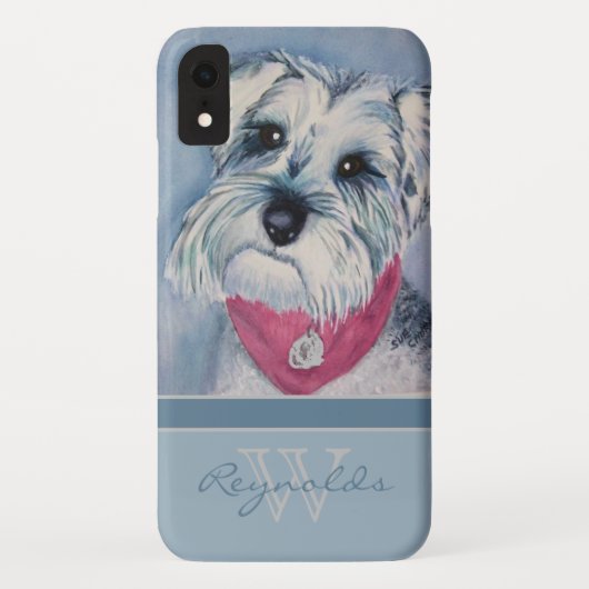Elegant Modern Schnauzer w Monogram Naam Case-Mate iPhone Case (Achterkant)