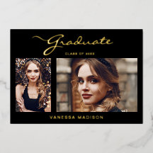 Elegant Modern Schrift | 2 Foto Grad Aankondiging