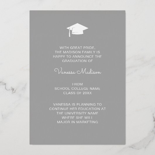Elegant Modern Schrift | 2 Foto Grad Aankondiging (Achterkant)