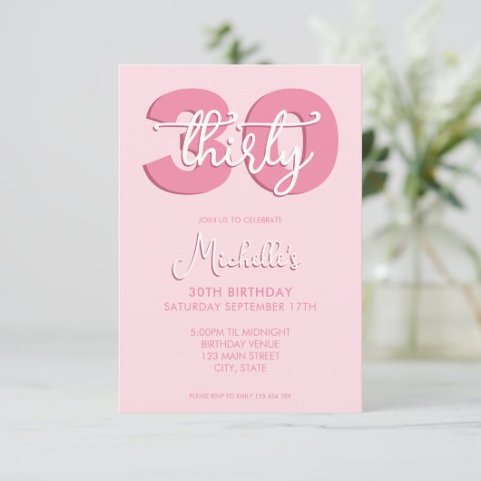 Elegant Modern Schrift 30e Verjaardag Kaart (Staand voorkant)