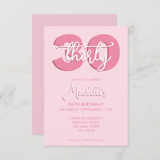 Elegant Modern Schrift 30e Verjaardag Kaart (Voorkant / Achterkant)