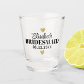 Elegant modern schrift Cute glitters hartjes op ma Shot Glas (Voorkant)