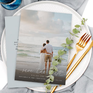 Elegant Modern Schrift Foto Bruiloft Save The Date