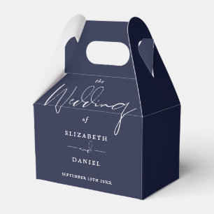 Elegant Modern Schrift Navy Blau Huwelijk Bedankdoosjes