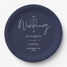 Elegant Modern Schrift Navy Blau Huwelijk