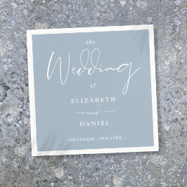 Elegant Modern Schrift Stofblauw Bruiloft Servet