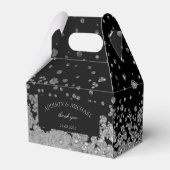 Elegant Modern  Schwarz-Silber Splatter Hochzeit Bedankdoosjes (Achterkant)