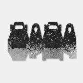Elegant Modern  Schwarz-Silber Splatter Hochzeit Bedankdoosjes (Uitgevouwen)