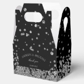 Elegant Modern  Schwarz-Silber Splatter Hochzeit Bedankdoosjes (Geopend)