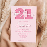 Elegant modern script 21st verjaardag kaart<br><div class="desc">Modern Pastel Pink 21ste verjaardag Uitnodiging. Minimalistisch ontwerp voor de sjabloon van de 21ste verjaardagsuitnodiging met elegante kalligrafie handgeschreven scriptlettertype.</div>