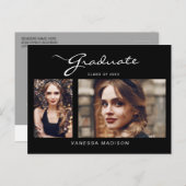 Elegant modern script | 2 Aankondiging foto-Afstud Briefkaart (Voorkant / Achterkant)