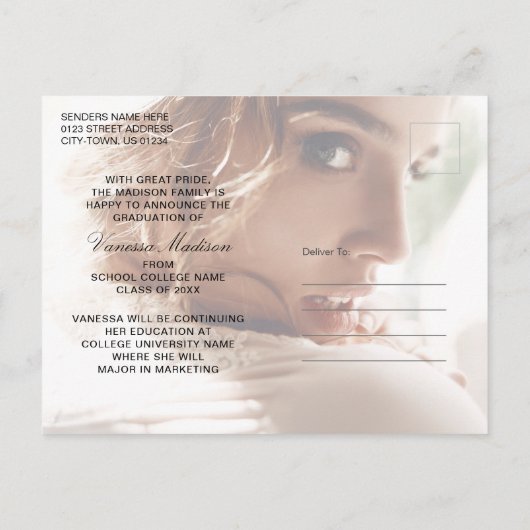 Elegant modern script | 2 Foto dubbelzijdig Briefkaart (Achterkant)