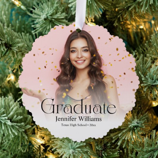 Elegant Modern Script 2 foto's Afstuderen Ornament Kaart (Insitu (Drie))