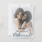 Elegant modern script 2 foto's bruidsmeisje voorst kaart (Voorkant)