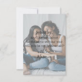 Elegant modern script 2 foto's bruidsmeisje voorst kaart (Achterkant)