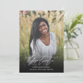 Elegant modern script 2 Photo Afstuderen Aankondiging (Staand voorkant)
