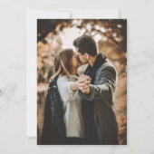 Elegant modern script 2 Photo Black Wedding Kaart (Achterkant)