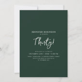 Elegant Modern Script 30th Birthday Party Emerald Kaart (Voorkant)
