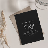 Elegant Modern Script 30th Birthday Party Zwart Kaart
