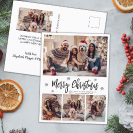 Elegant Modern Script 4 Fotocollage Kerstmis Briefkaart