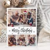 Elegant Modern Script 4 Fotocollage Kerstmis Briefkaart