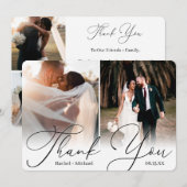 Elegant modern script 4 Photo Wedding Guest Bedankkaart (Voorkant / Achterkant)