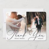 Elegant modern script 4 Photo Wedding Guest Bedankkaart (Voorkant)