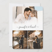 Elegant modern script 4 Photo Wedding Invitation Kaart (Achterkant)