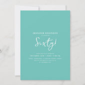 Elegant Modern Script 60th Birthday Party Blauwgro Kaart (Voorkant)