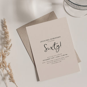 Elegant Modern Script 60th Verjaardag Champagne Kaart