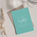 Elegant Modern Script 80th Birthday Party Blauwgro Kaart<br><div class="desc">Een elegant "80th Birthday" feestuitnodigingsontwerp met moderne typografie en aangepaste tekst.</div>