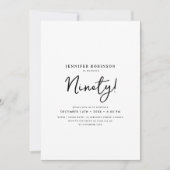 Elegant Modern Script 90th Birthday Zwart & Wit Kaart (Voorkant)