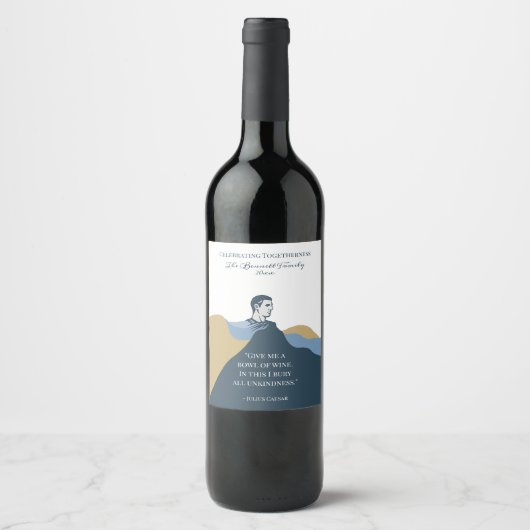 Elegant Modern Script Aangepaste kleur Wijn Etiket (Voorkant)