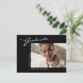 Elegant modern script | Aankondiging foto-Afstudee Briefkaart (Staand voorkant)