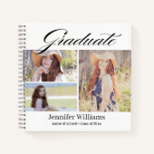 Elegant modern script afstuderen 3 foto's collage notitieboek (Voorkant)