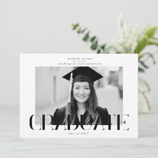 elegant modern script afstuderen aankondiging (Staand voorkant)