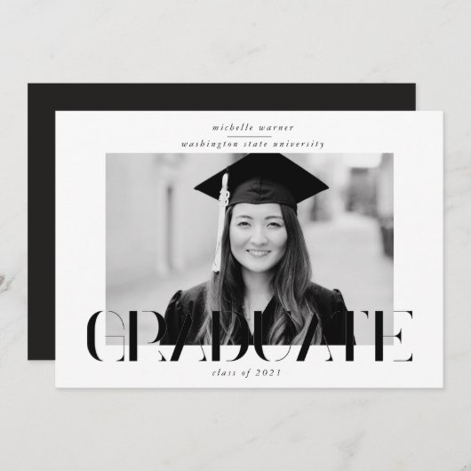 elegant modern script afstuderen aankondiging (Voorkant / Achterkant)