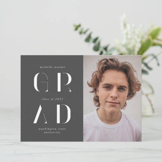 elegant modern script afstuderen aankondiging (Staand voorkant)