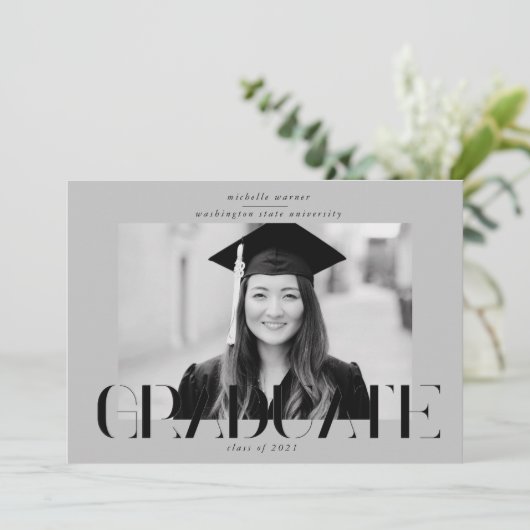 elegant modern script afstuderen aankondiging (Staand voorkant)