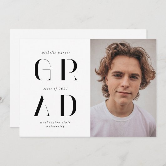 elegant modern script afstuderen aankondiging (Voorkant / Achterkant)