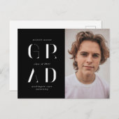 elegant modern script afstuderen aankondiging briefkaart (Voorkant / Achterkant)