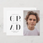 elegant modern script afstuderen aankondiging briefkaart (Voorkant / Achterkant)