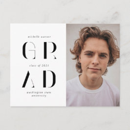 elegant modern script afstuderen aankondiging briefkaart