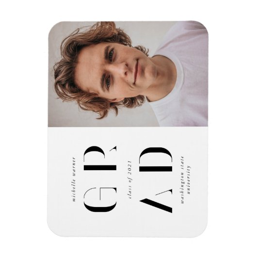 elegant modern script afstuderen aankondiging magn magneet (Verticaal)